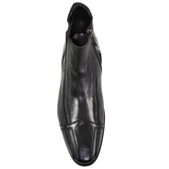 ERNESTO DOLANI 🇮🇹 MEN'S BLACK SOFT LEATHER WINTER ANKLE BOOTIE - Picture 7 of 8